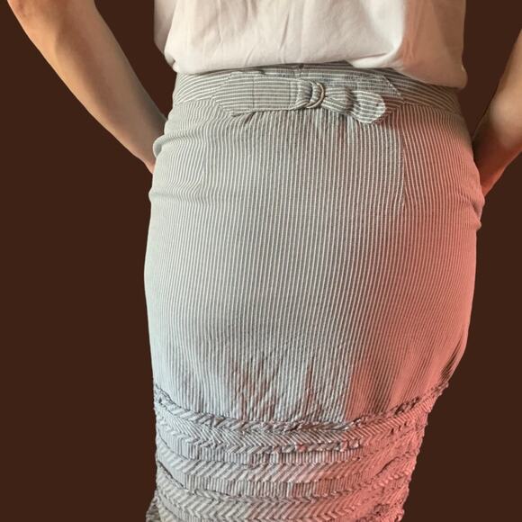 Cynthia Steffe Knee length Straight Ruffled New Prep Stripe Vintage Skirt Size 6 - Picture 1 of 12